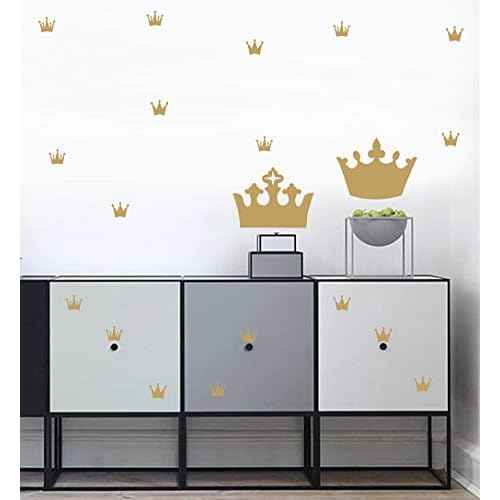 Crown Wall Decals for Girls Bedroom Kids Room Decals Nursery Wall Decal, Princess Crowns Wall Stickers, Crown in The Walls Removable Peel and Stick Metallic Vinyl Sticker