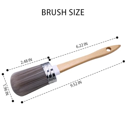 Round Chalk Paint Brush for Furniture Paint Painting Wax, 2 Inches Washable Reusable DIY Painting Wall Paint Stencil Wood Stain Brush