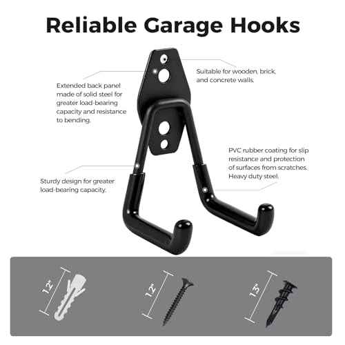 Garage Hooks Heavy Duty - 16 Pack Garage Storage Hooks Anti-Slip Coating Wall Mount Hook for Hanging Ladders Bikes Garden Tools Hose