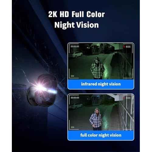 2K Wireless Security Cameras - Outdoor WiFi Security Cameras Color Night Vision, AI/PIR Detection, 2-Way Talk, Cloud/SD, Weatherproof, Battery Powered Outdoor Cameras(White-1Pack)