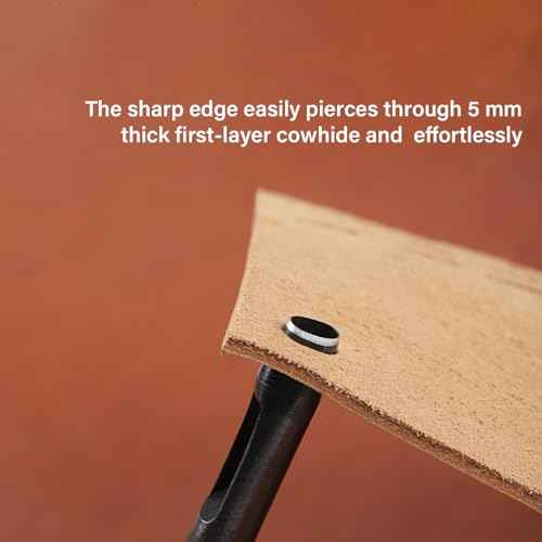 WUTA 5 Pcs Oval Leather Hole Punch,Belt Hole Punch for Leather,Leather Punch Cutter Tool for Belt Watch Band,Leather DIYHole Punch Tool Kit