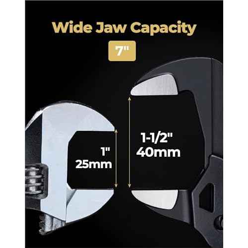 toolant 7-Inch Black Gold Adjustable Plier Wrench, CR-V Steel Smooth Parallel Jaws with Pouch ? Suitable for Nuts, Pipes, Plumbing, Auto & Repairs, Suitable Gift for DIYers