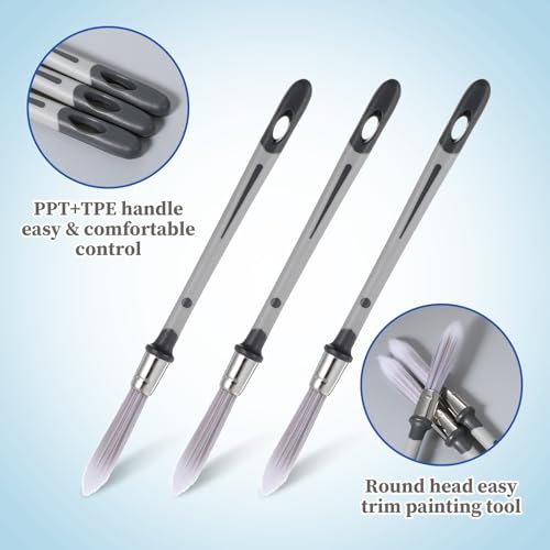 3 Pack Trim Paint Brush for Painting Wall 0.37 Inch Trim Painting Tool Edge Painting Tool for Painting Detail Areas for Baseboards House Wall Corners Paint Edger Brush and Touch Up Painting