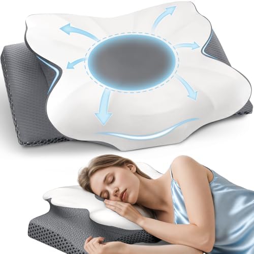 Ergonomic Contour Cervical Neck Pillow for Neck & Shoulder Pain Relief, Memory Foam Pillow for Side/Back/Stomach Sleepers, Skin-Friendly & Breathable Pillowcase