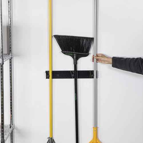 Restaurantware 17.7 Inch Snap-In Design Mop Holder, Black Plastic, 3 Customizable Slots, Screws Included