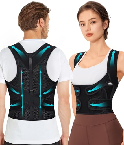 URSEXYLY Back Brace Posture Corrector for Women Breathable Posture Brace Adjustable Full Back Support Brace,Upper and Lower Back Pain Relief(Small,Black)