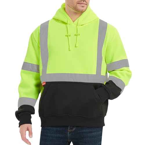 ProtectX Hi Vis Hoodie for Men Women High Visibility Safety Sweatshirt Reflective with Pockets for Construction Work Class 3