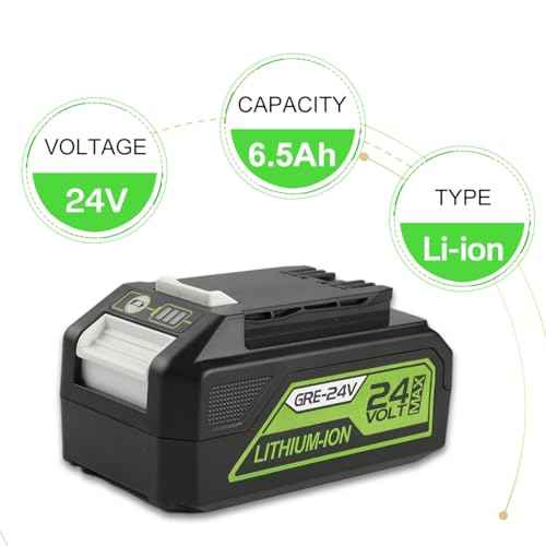 Powilling 6.5Ah 24V Compatible with Greenworks Battery 29842 29852 + Replacement 24V Greenworks Battery Charger for Greenworks 24 Volt and for Bissell Cleanview XR Pet Battery 4054