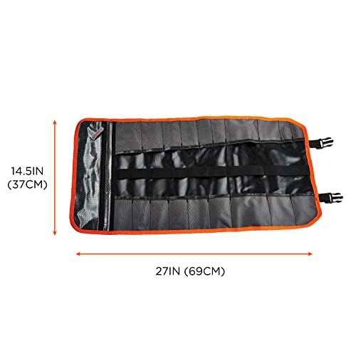 Ergodyne Arsenal 5871 Tool Roll-Up Pouch, 21-Pockets, Polyester, Black , Tall