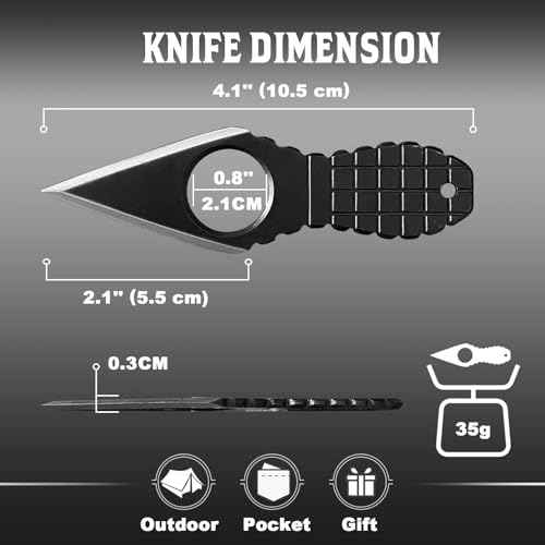 Neck Knife with Sheath Camping Fixed-Blade Knives Full Tang Knife EDC Knife for Men, Black