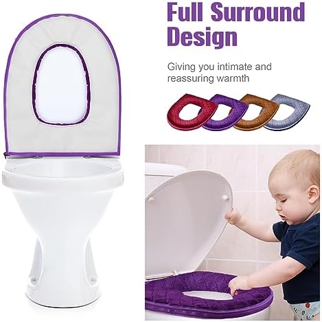 Riakrum 8 Pcs Toilet Seat Covers Pads for Bathroom Soft Thicker Warmer Toilet Seat Cushion Covers Comfortable Washable Toilet Seat Cover Pads with Zipper Home Reusable