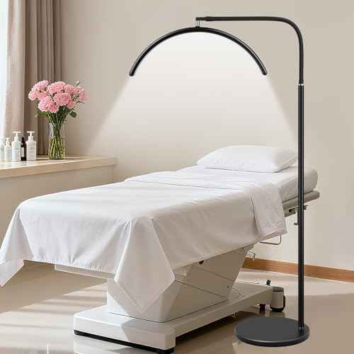 Half Moon LED Floor Lamp - Professional Shadow-Free, Dimmable Light | for Lash Techs, Estheticians & Tattoo Artists | Eyelash Extensions, Nail Art, Home & Office (Matte Black)