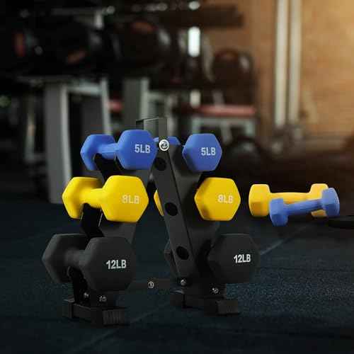 Fitvids Neoprene Coated Dumbbell Set with Rack, Free Hand Weight Set For Home Gym Workout, Anti-Slip, Anti-roll, 20LBS, 32LBS, 50LBS and 56LBS Sets, Multiple Weight Options