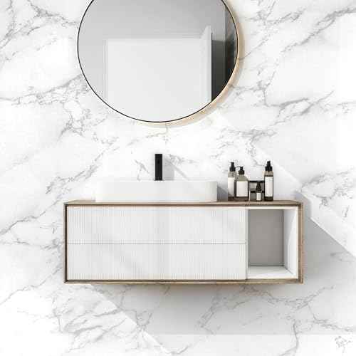 Marble Contact Paper Peel and Stick Wallpaper Glossy Granite Self Adhesive Waterproof Countertop Vinyl Wrap Removable Decorative Film for Kitchen Cabinets Bathroom (15.7" x 78.7")
