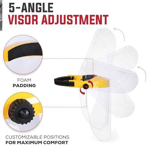 SAFE HANDLER Clear Protective Face Shield Mask with Adjustable Elastic Headband, Polycarbonate Visor, Reusable & Lightweight Full Face Protection, Yellow (Pack of 2)