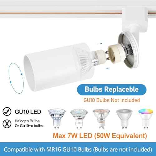 4-Light LED Track Lighting Kit with 3.3FT H Track Lighting Rails & Floating Canopy Connector, GU10 Track Light Kit, Modern Kitchen Track Lighting Fixtures Ceiling Spot Light, White (No Bulbs)