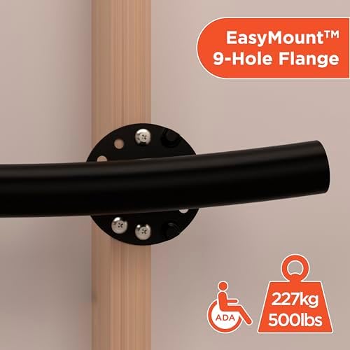 HEALTHCRAFT (2X Pack) Wave Decorative Grab Bars, ADA Compliant Bathroom Safety Bars for Seniors, Wall-Mounted, Supports Up to 500 lbs (Left & Right) (Matte Black, 24 Inch)