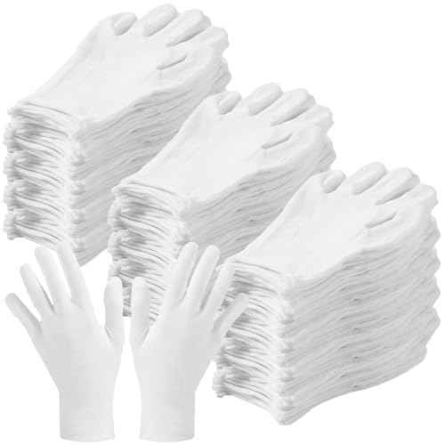 Frienda 300 Pcs Cotton Gloves Bulk Large Size for Men Women Inspection Gloves for Dry Hand Art Handling Coin Jewelry (XL)