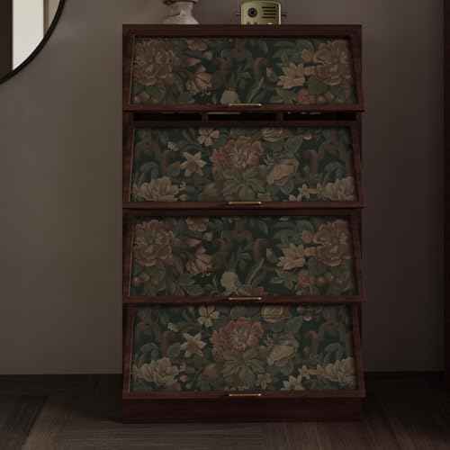 Dimoon Vintage Wallpaper Peel and Stick Dark Green Floral Wallpaper 16.1"x393"Flower Leaf Contact Paper for Bedroom Thicken Waterproof Self Adhesive Wall Paper Removable Shelf Liner Vinyl Roll