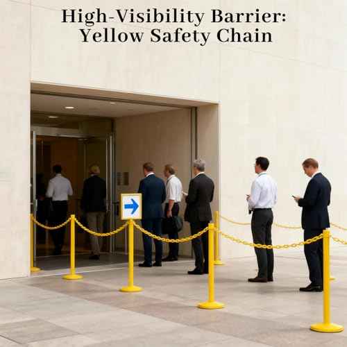 Plastic Chain, 220 FT Yellow Plastic Chain Links, Durable Plastic Safety Chain Barrier with 40 Hooks for Crowd Control, Private Property, Parking Lots, Driveways, Queue Line and Construction Sites