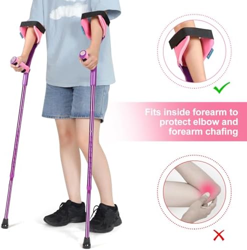 Forearm Crutches Pads(x4 Units), Elastic Crutches Padding for The Elbow, for Open Cuff Crutches, Shock Resistant Increases Walking Comfort Forearm Crutch Pads (Pink Kit) Without Crutches