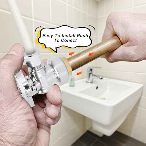 12PCS Push Angle Stop Valve 1/2"x3/8" - No Lead Brass Angle Stop Valve Push to Connect, Easy Install Sink Shut Off for Toilet & Faucet Plumbing, Durable Compression Fit Technology Topfurn