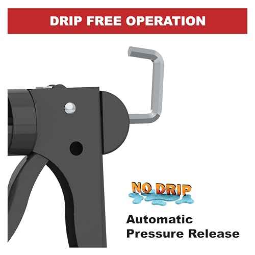 Albion Engineering H10XD Viper Line Manual Barrel Cartridge Caulking Gun with Hex Rod, No Drip, 1/10 Gallon (10 oz), 10:1 Drive
