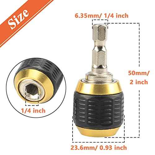 Mesee 3 Pcs Self-locking Drill Bit Holder 50mm, 1/4 Inch Hex Shank Extension Rod Screwdriver Bit Holder Set Quick Release Chuck Adapter Connector for Power Drill Tool