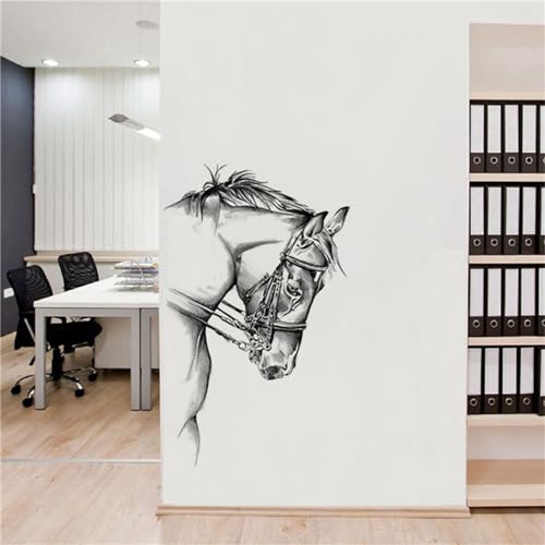 Black and White Stallion Wall Stickers Safari Animals Wall Decals Living Room Wall Decor Peel and Stick Removable Wall Murals Wild Jungle Animals Wall Art Decor