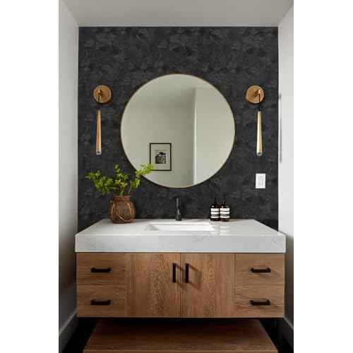Black Peel and Stick Wallpaper Black Floral Wallpaper 15.7inch x 118.1inch Vintage Embossed Textured Contact Paper Embossed Self Adhesive Wall Paper for Cabinets Pure Flower Removable Vinyl