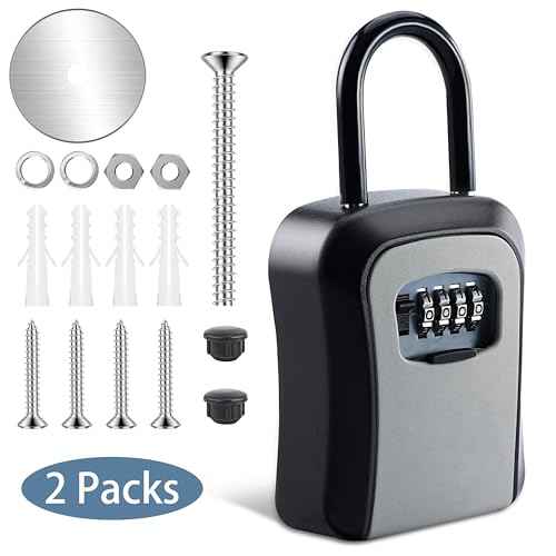 2 Pack Key Lock Box, Premium Zinc Alloy Lock Box, Anti-Smashing Lock Box for Keys with Combination Lock, 5 Key Capacity, Black