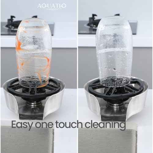 2 in1 Glass Rinser for Kitchen Sink - Stainless Steel Cup Cleaner - Counter Top Bottle Washer - Kitchen Sink Accessories - Attachements - Sink Sprayer (Nickel)