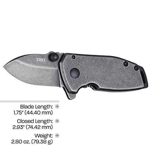 CRKT Squid Compact Everyday Carry Assisted Folding Knife with Frame Lock: Stainless Steel Plain Edge Blade, Stainless Steel Handle, Pocket Clip, 2485K