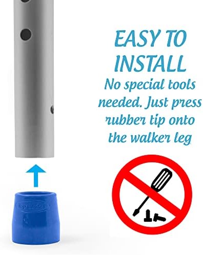 KIT: Top Glides Universal Walker Replacement Legs with Rubber Tips (Dark Blue)