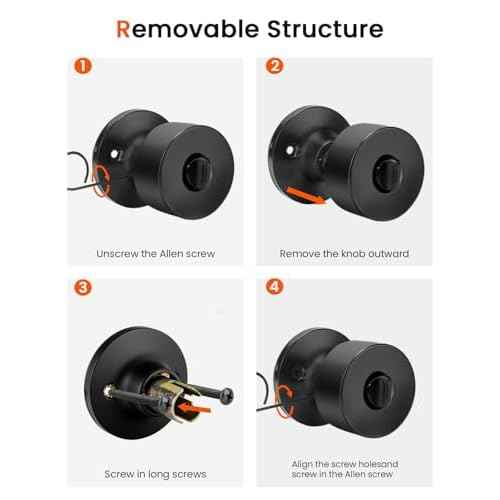 Haidms Matte Black Door Knobs Interior, Bedroom Door Knobs & Bathroom Privacy, Black Round Interior Door Knob 6 Pack