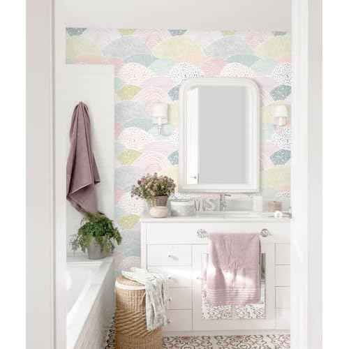Peel and Stick Wallpaper Dot/Line Contact Paper Boho Wall Paper Pink Wallpaper 15.5''x78.7'' Removable Self-Adhesive Room Decor Wall Covering Vinyl Rolls