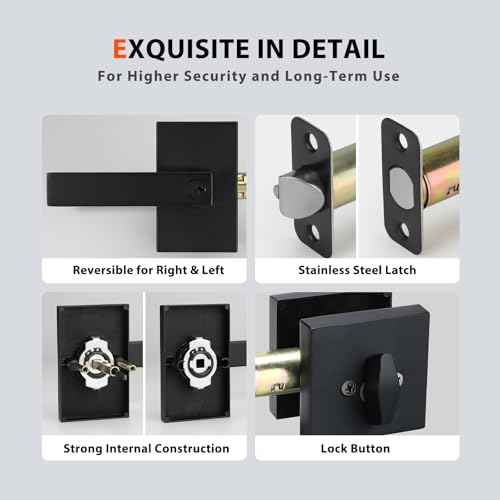 Haidms Black Exterior Door Lock Set With Deadbolt, Matte Black Front Door Handle, Keyed Alike Entry Locksets, Heavy Duty Zinc-alloyed Front Door Lock