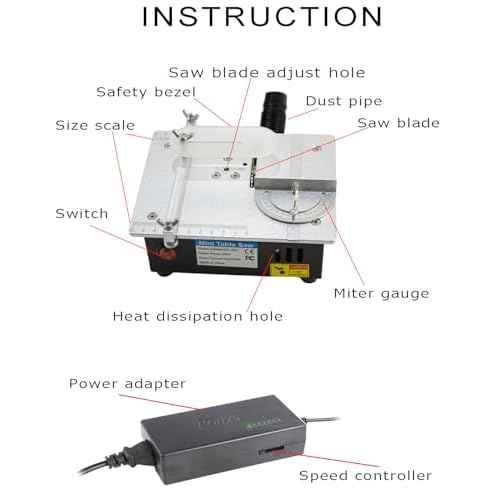 Mini Table Saw, RTOVZON 96W Mini Desktop Electric Saw Cutter 7.1"x5.5", Cut Thickness Adjustable Precision Craft Table Saw with Speed & Angle Adjust 4* Blades, Available for Wood/PCB/Acrylic/Plastic