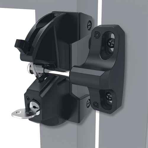 D&D Technologies LL3ABL LokkLatch Gate Latch with External Access Button, Key Lockable and Operates On Both Sides of The Gate, for Square Frame Post, Metal, Wood, Vinyl Fence Gates, Black