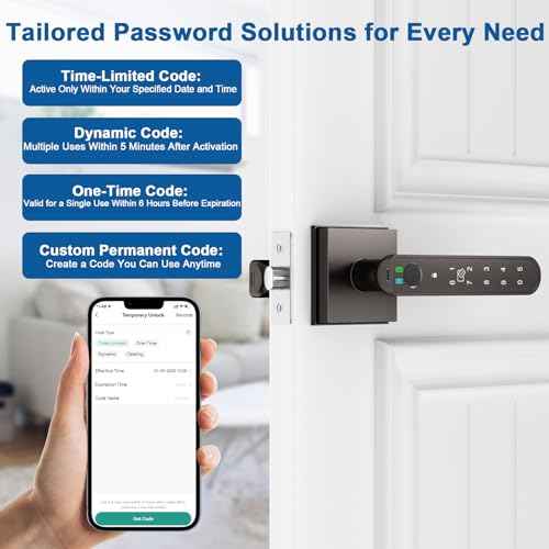 Fingerprint Door Lock, 5 in 1 Finger Print Door Knob with Smart APP/Fingerprint/IC Cards/Password/Backup Keys, Smart Door Knob with Keypad for Bedroom, Office, Apartment, Starry Grey