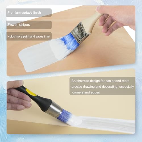 Professional 8-Piece Wall Painting Brush Set - Angled/Flat Trim Brushes (1"-2.5") with Durable Bristles for Walls, Doors, Cabinets, DIY Projects | Smooth Finish & Corner Access