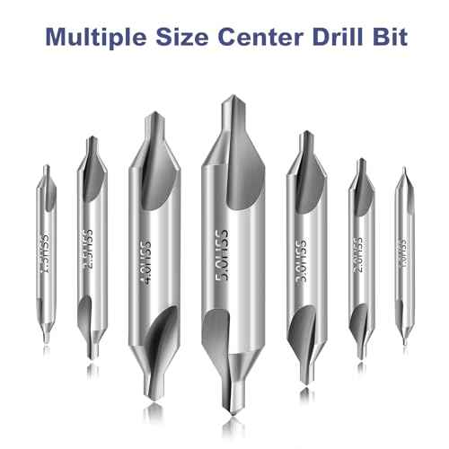 Center Drill Bit Set - M2 High Speed Steel Center Drill, 7pcs 60-Degree Angle Centering Drill Bits Countersink Tools for Lathe Metalworking in Size 1.0 1.5 2.0 2.5 3.0 4.0 5.0