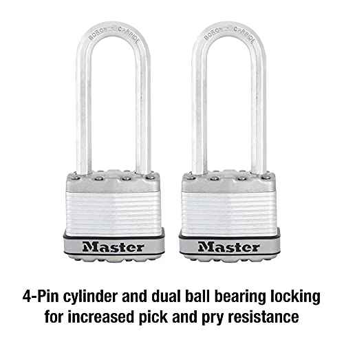 Master Lock M1XTLJ Magnum Heavy Duty Padlock with Key, 2 Pack Keyed-Alike