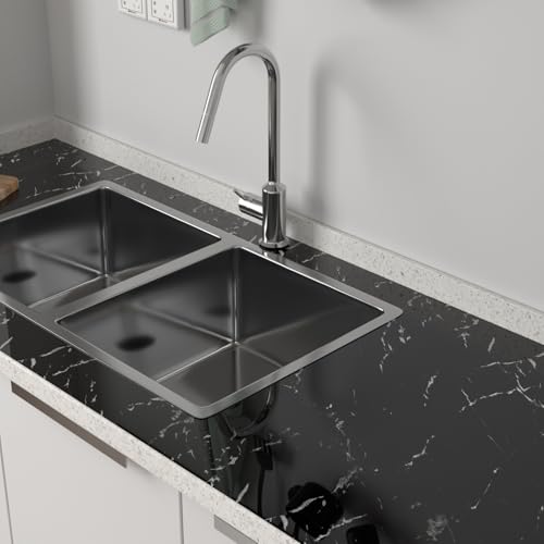 Black Marble Peel and Stick Wallpaper - Black Contact Paper Granite Wallpaper for Kitchen & Bathroom | Self-Adhesive, Waterproof, Removable (15.7"x118")