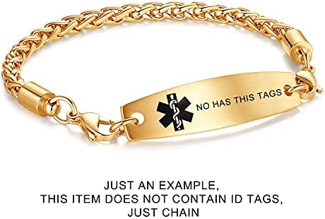 LinnaLove-Stainless Steel Wheat Chain lnterchangeable Medical Alert Bracelets - (Just Chain)
