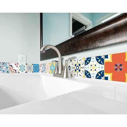 FLFK Wall Border Tile Stickers Peel and Stick Wallpaper Border for Kitchen Backsplash Bathroom Shower Room,4"x240"