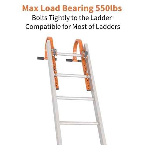 2 Ladder Roof Hook with Wheels, Heavy Duty Steel Ladder Hooks with Grip T-Bar for Damage Prevention, 550 Lb Weight Capacity, Easy Access to Steep Roofs