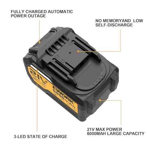 EWORK 6.0Ah Lithium-Ion Battery for 20V/21V Max Series Cordless Power Tools - EK-6.0B