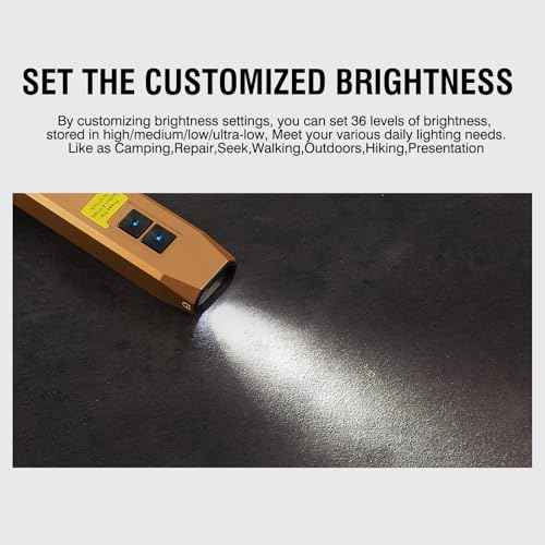 Rechargeable EDC Flashlight USB C with White Light, UV and Green Beam 1000 Lumens Portable Flat Flashlight,Programming dimming£¬for Night Duty, Emergency Repair Brown