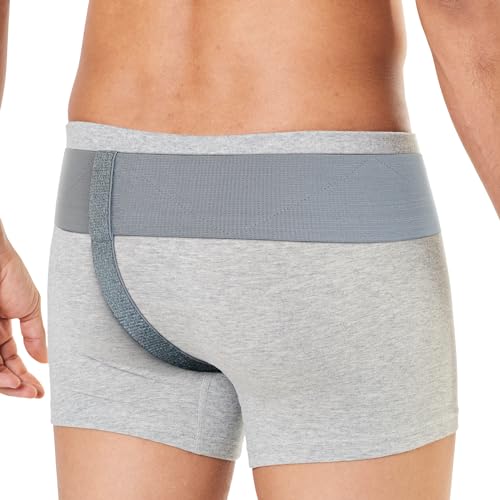 ORTONYX Inguinal Hernia Belt for Men and Women with Removable Compression Pad and Adjustable Waist Strap, Hernia Support Truss for Inguinal, Incisional Hernias, Left/Right Side - Gray L/XXL